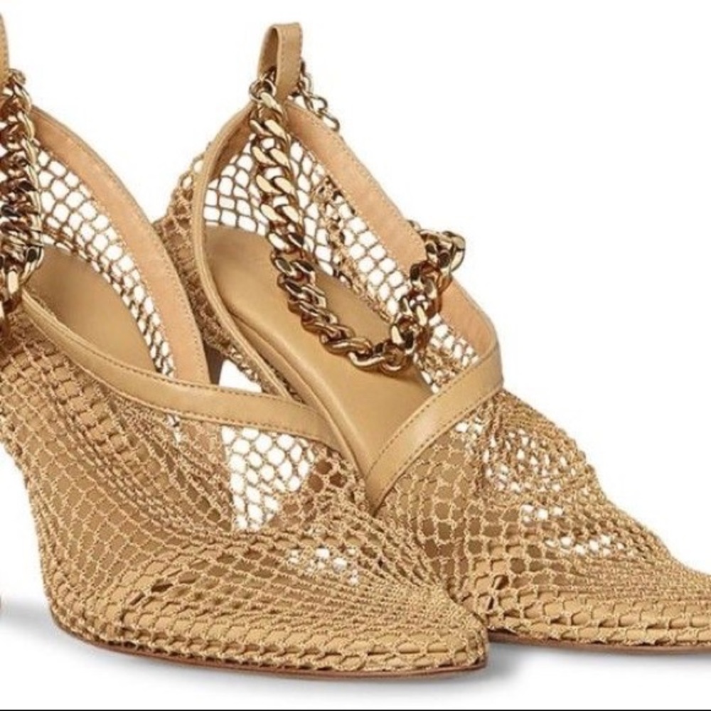 Bottega Veneta Tan Nude Mesh d’Orsay Stiletto Pumps - As Seen on Hailey Beiber - Picture 9 of 15